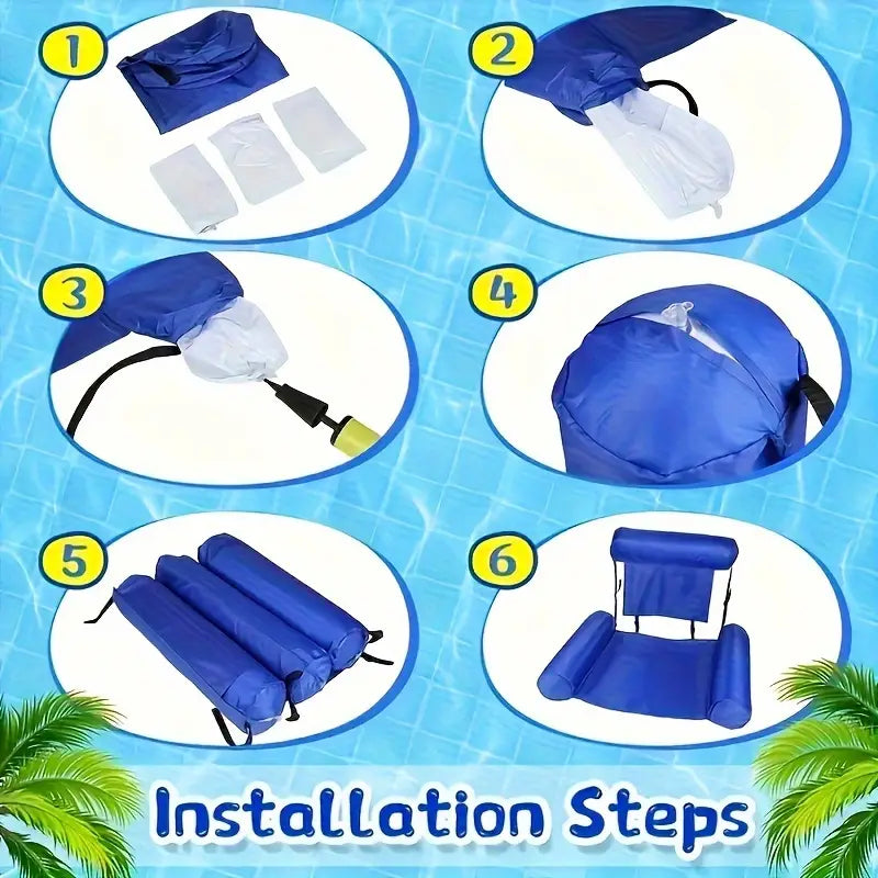 Water Chair for Adults, Swimming Pool Floats, Floating Pool Chair Lounge Adjustable Fabric Pool Float Hammock for Swimming Pool Beach (Deep Blue)