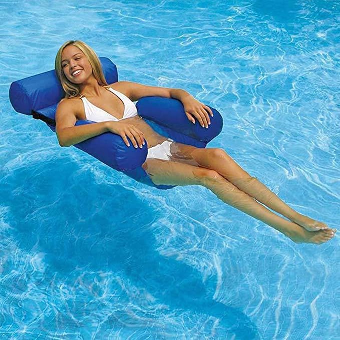 Water Chair for Adults, Swimming Pool Floats, Floating Pool Chair Lounge Adjustable Fabric Pool Float Hammock for Swimming Pool Beach (Deep Blue)