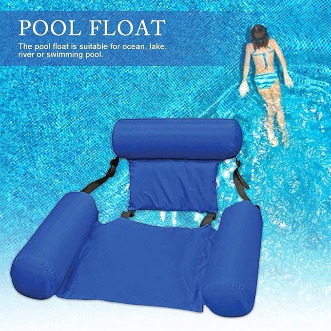 Water Chair for Adults, Swimming Pool Floats, Floating Pool Chair Lounge Adjustable Fabric Pool Float Hammock for Swimming Pool Beach (Deep Blue)
