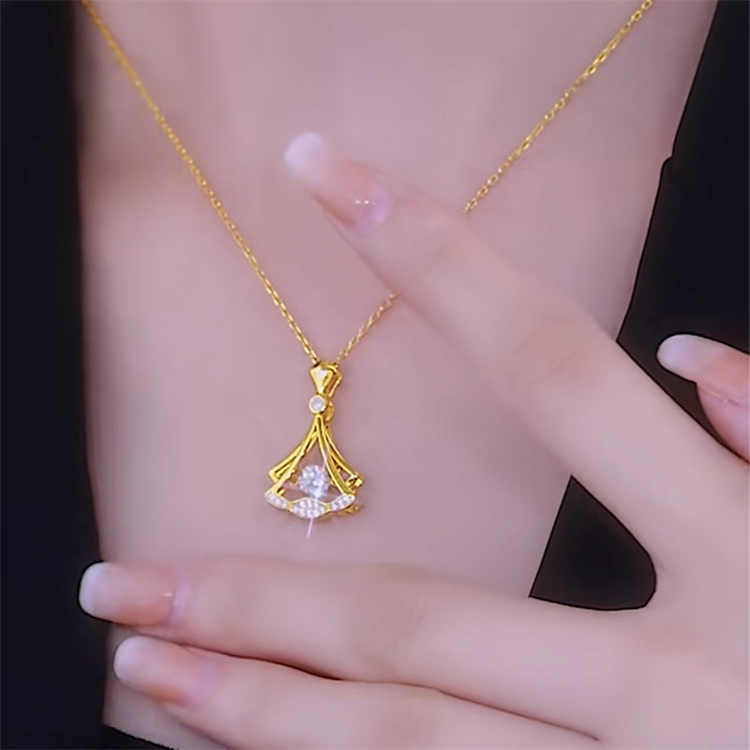 24K Plated Fan Necklace