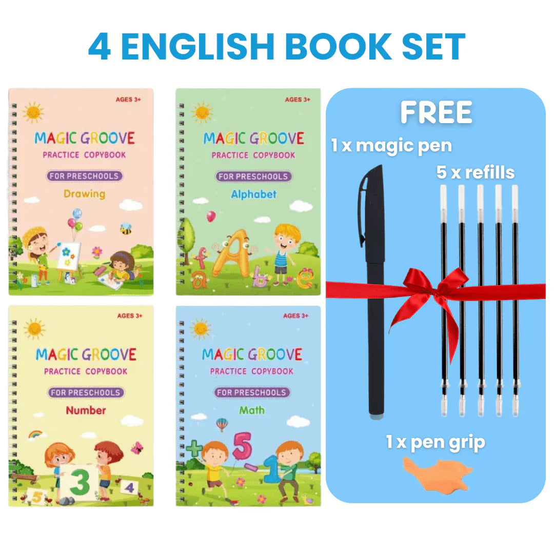 Magic Writing Book- Reusable Handwriting Practice with Disappearing Ink 4pc Set